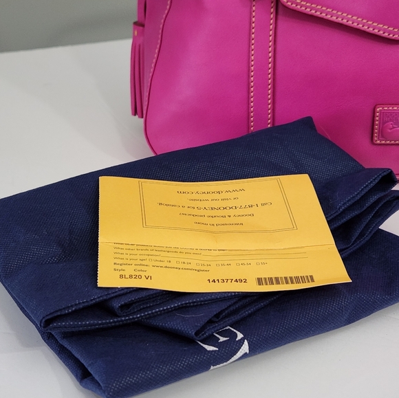 NWT RARE DOONEY & BOURKE SMITH FLORENTINE LEATHER BAG IN VIOLET PINK - Picture 6 of 12